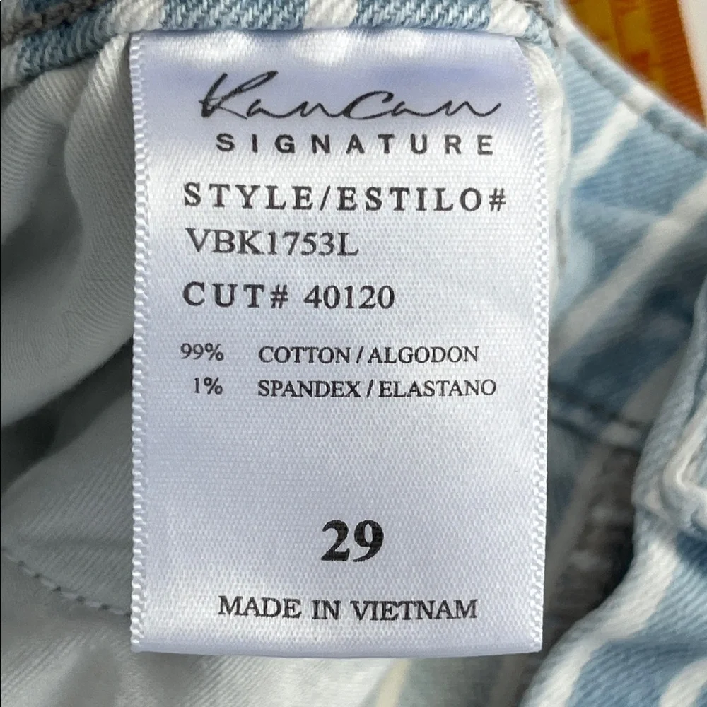 KanCan Signature Ultra High Rise Extreme Flair Light Blue Strip Jeans Women FLAW - Picture 11 of 13